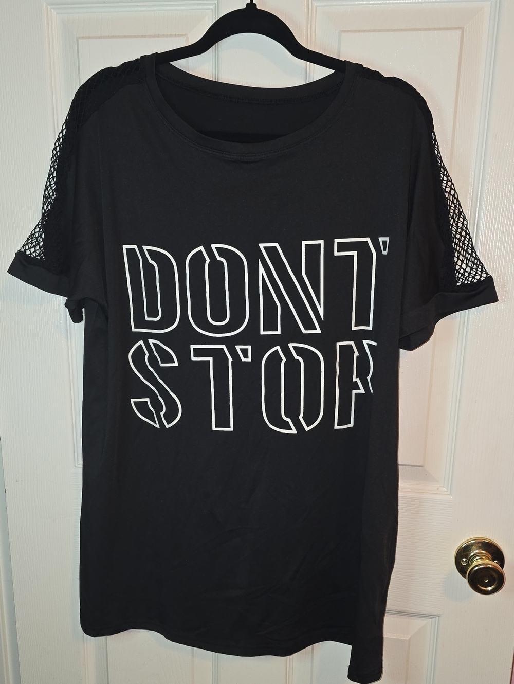 SHEIN Black Short Sleeve Tee with White 'DON'T STOP' Graphic